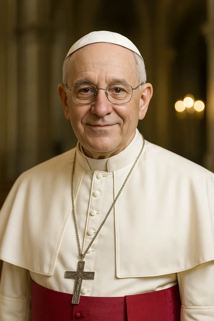 Pave Robert Francis Prevost i hvidt paveklæde foran kirkens interiør ny pave 2025 pave Leo XIV Robert Prevost hvem er den nye pave ny pave valgt pave i Vatikanet ny katolsk pave pavevalg 2025 pave biografi Leo den 14. pave Robert Prevost katolske kirke ny pave pave Leo 14 udnævnelse baggrund om pave Leo XIV ny pave i Rom pavehistorie 2025 hvad står pave Leo XIV for pave konklave 2025 pave skifte april 2025 paven i dag